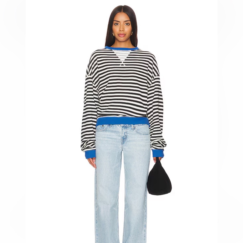 We The Free by FreePeople Striped Sweater with Blue Trim